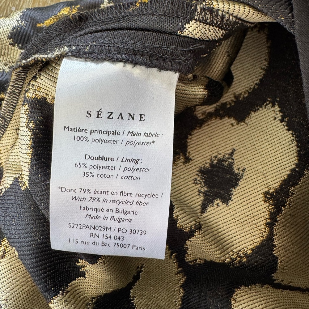 Sezane Gustavo Trousers Leopard Jacquard Print Size 36 US 4 Straight Leg - Picture 7 of 9